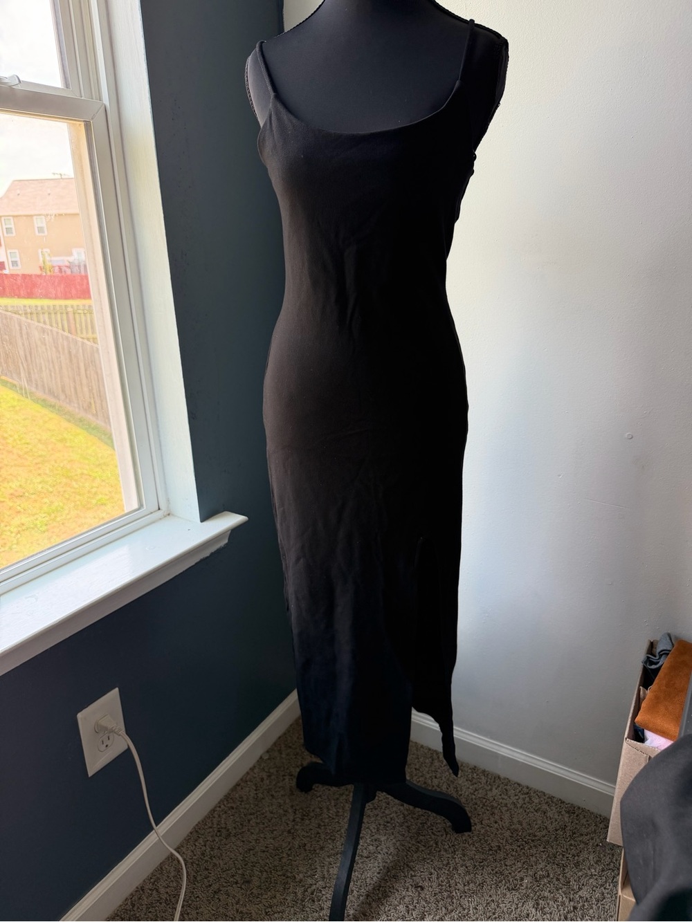 Forever 21 Black Maxi Slip Dress with Side Slit